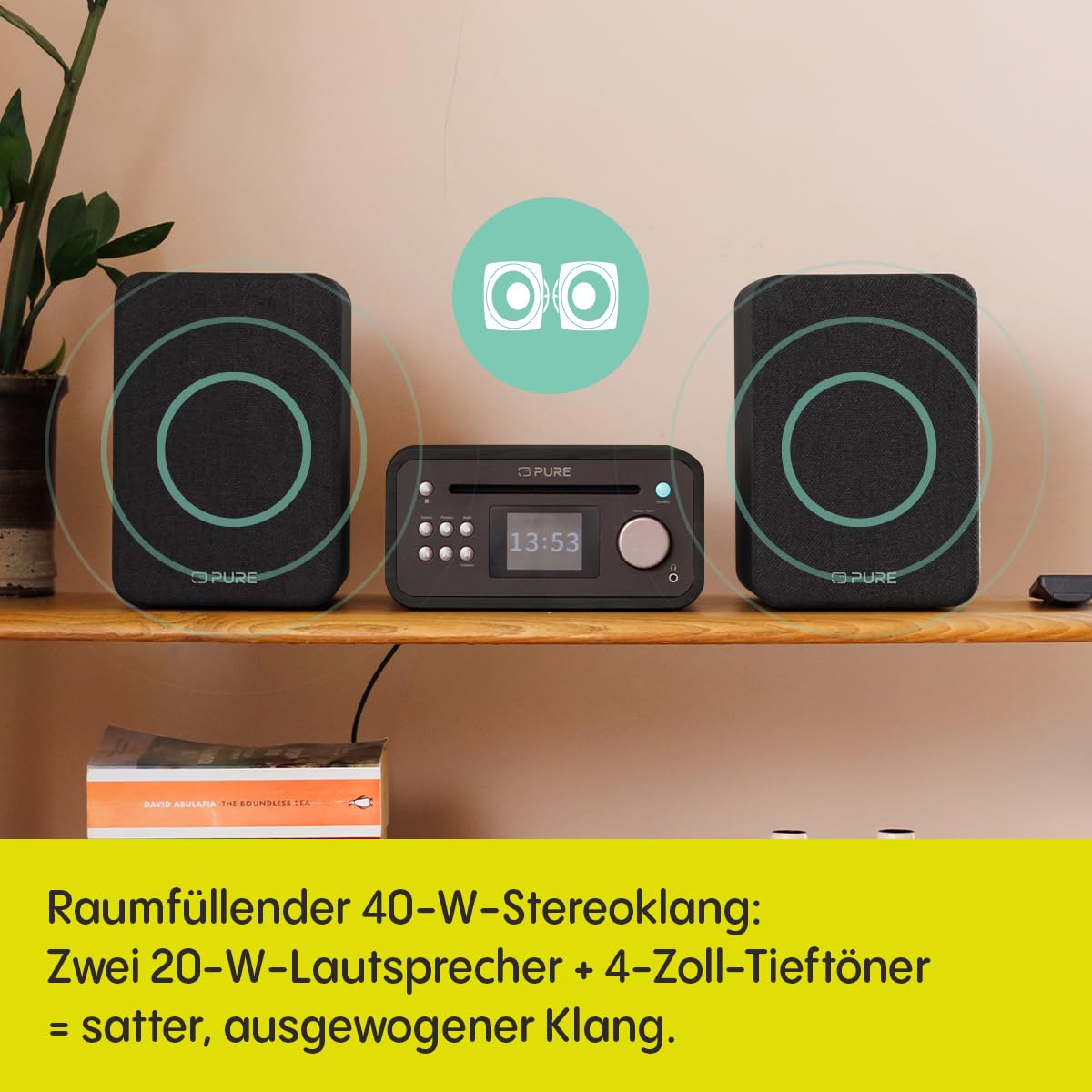 pure-classic-mini-stereoanlage-schwarz-40w-mit-cd-dab image 2